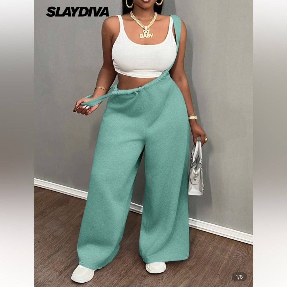 Mint One-Shoulder Wide Leg Jumpsuit Pants